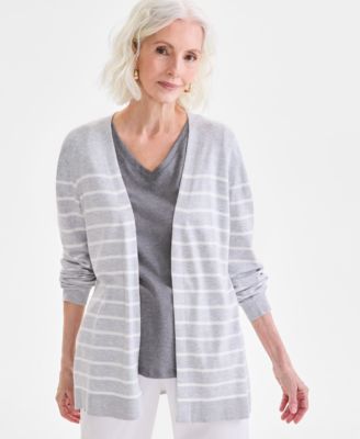Style & Co - Women's Striped Open-Front Long-Sleeve Cardigan