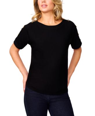Melissa Paige - Women's Zig Zag Trim Dolman Sleeve Sweater
