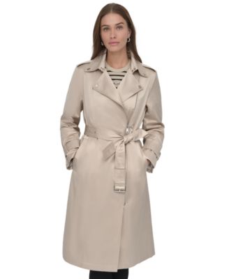 DKNY - Women's Belted Asymmetric-Zip Trench Coat