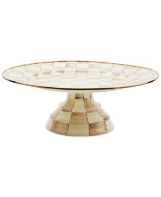 Mackenzie-Childs - Mocha Check Small Pedestal Platter