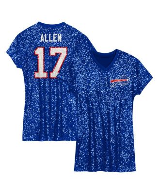 Outerstuff - Big Girls&nbsp;Josh Allen Royal Buffalo Bills Sequin Player Name Number V-Neck Dress