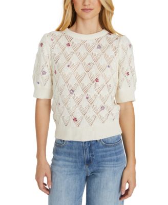 Driftwood - Women's Cotton Open-Knit T-Shirt X Blue Bouquet