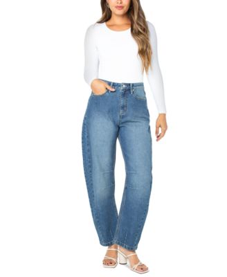 Celebrity Pink - Juniors' High-Rise Barrel-Leg Jeans