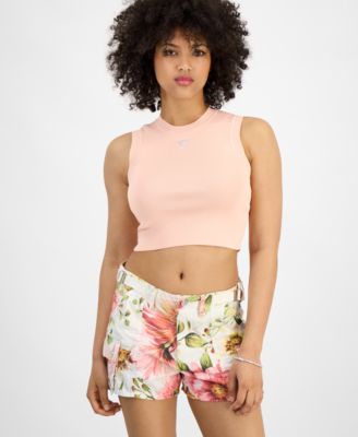 GUESS - Women's Alexia Cropped Rhinestone-Embellished Top