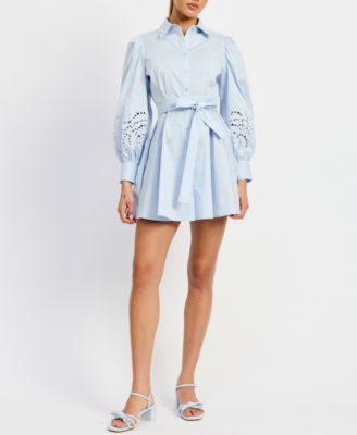 En Saison - Women's Abigal Eyelet-Trim Mini Shirtdress