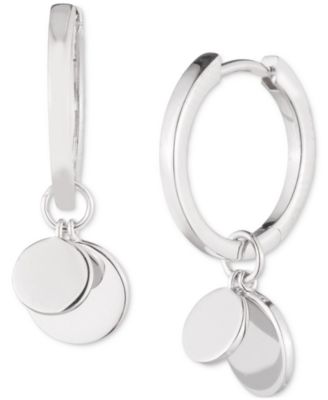 Lauren Ralph Lauren - Sterling Silver Disc Drop Hoop Earrings