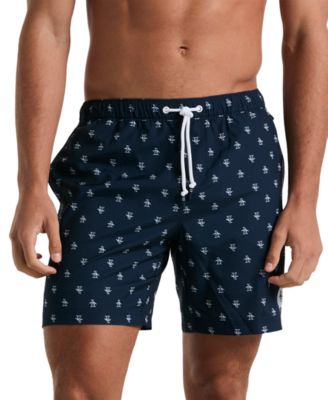 Original Penguin - Men's Slim Fit Logo Print Drawstring 7" Swim Trunks