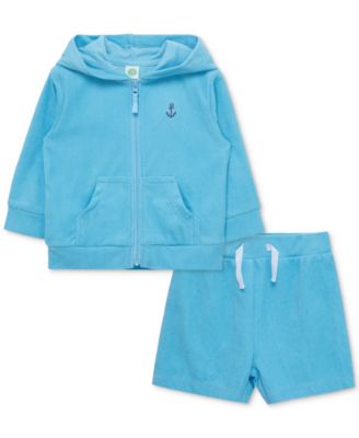 Little Me - Baby Boys 2-Pc. Hoodie & Shorts Swim Cover-Up Set