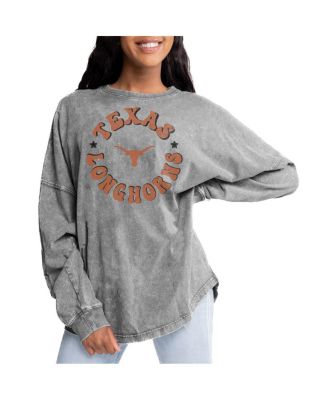Gameday Couture - Women's Gray Texas Longhorns Playing Around Faded Wash Oversized Long Sleeve T-shirt