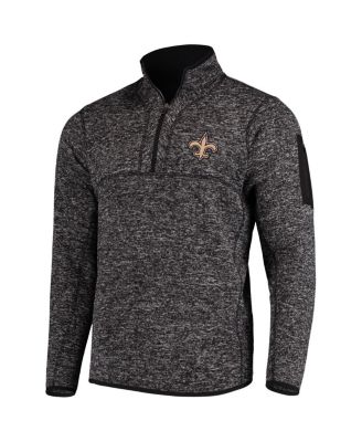 Antigua - Men's Heather Black New Orleans Saints Fortune Quarter-Zip Pullover Jacket
