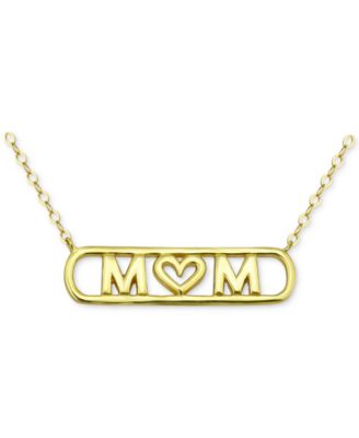 Giani Bernini - MOM Heart Center Pendant Necklace in 18k Gold-Plated Sterling Silver (also in Sterling Silver), 16" + 2" extender