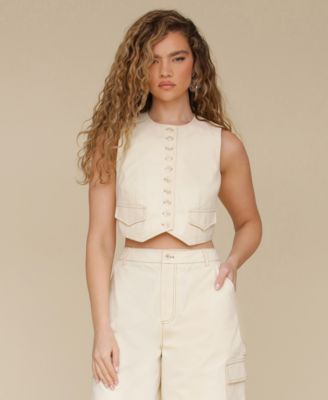 Avec Les Filles - Women's Crewneck Cropped Vest