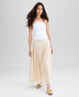 And Now This - Women's Drop-Yoke Embroidered Maxi Skirt