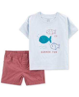 Carter's - Toddler Boys Fish Graphic T-Shirt & Woven Shorts, 2 Piece Set