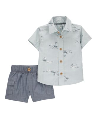 Carter's - Baby Boys Cotton Button-Down Shirt & Shorts, 2 Piece Set