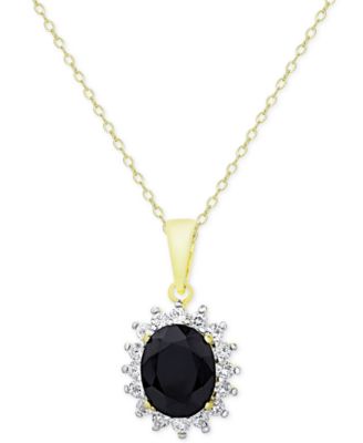 Macy's - Sapphire (3 ct. t.w.) and White Topaz (5/8 ct. t.w.) Pendant Necklace in 18k Gold-Plated Sterling Silver