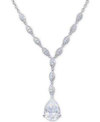 Arabella - Cubic Zirconia 18" Lariat Necklace in Sterling Silver