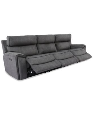 Furniture - Hutchenson 3-Pc. Fabric Sectional with 3 Power Recliners and Power Headrests