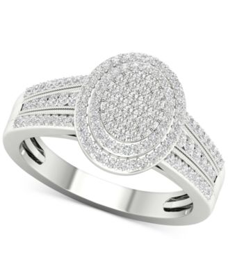 Macy's - Diamond Oval Cluster Statement Ring (1/2 ct. t.w.) in Sterling Silver