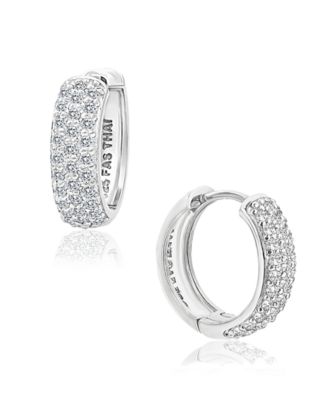 Giani Bernini - Cubic Zirconia Oval Huggie Hoop Earrings in Sterling Silver or 18k Gold Plated Sterling Silver