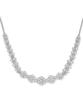 Wrapped in Love - Diamond Graduated Cluster Statement Necklace  (2 ct. t.w.) in 14k White Gold or 14k Yellow Gold, 17" + 2" extender