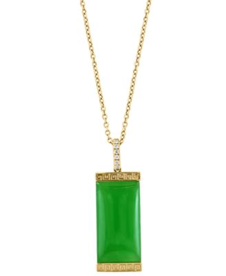 EFFY Collection - Jade & Diamond Accent Rectangle 18" Pendant Necklace in 14k Gold