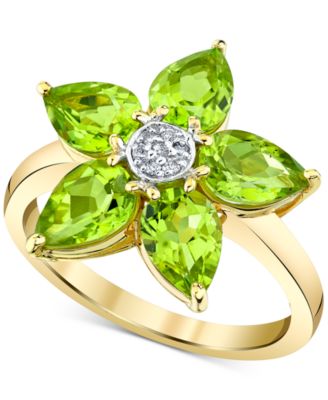 Macy's - Peridot (4 ct. t.w.) & Diamond Accent Starflower Ring in 10k Gold