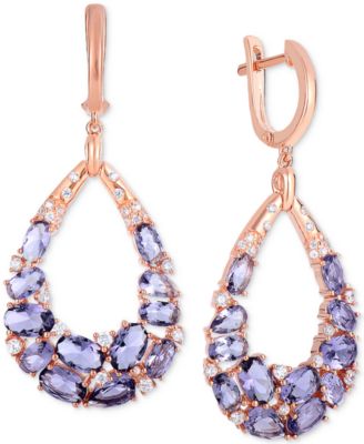 Macy's - Purple & White Cubic Zirconia Teardrop Drop Earrings in 14k Rose Gold-Plated Sterling Silver