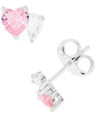 Macy's - Pink and White Cubic Zirconia Stud Earrings in Sterling Silver or 14k Gold over Sterling Silver
