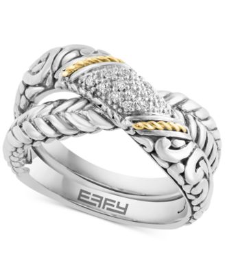 EFFY Collection - Diamond (1/20 ct. t.w.) Crossover Ring in Sterling Silver & 18k Gold-Plate