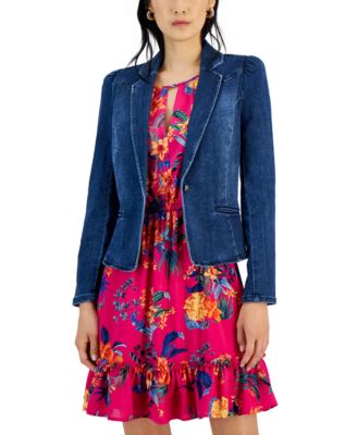 I.N.C. International Concepts - Puff-Sleeve Denim Blazer