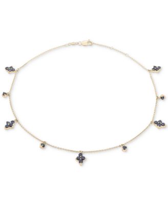 Macy's - Black Sapphire Mini Cluster Dangling Ankle Bracelet (1-7/8 ct. t.w.) in 14k Gold-Plated Sterling Silver
