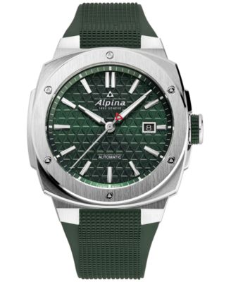Alpina - Men's Swiss Automatic Alpiner Green Rubber Strap Watch 41mm