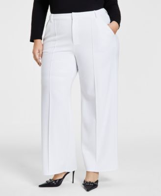 Bar III - Trendy Plus Size High-Rise Wide-Leg Pont&eacute;-Knit Pants