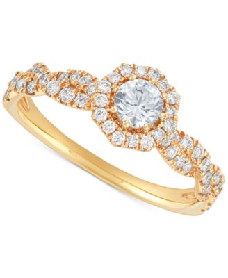 Macy's - Diamond Halo Twist Engagement Ring (3/4 ct. t.w.) in 14k Gold