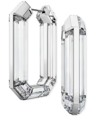 Swarovski - Lucent Silver-Tone Crystal Hoop Earrings