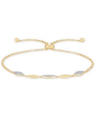 Macy's - Diamond Link Bolo Bracelet (1/10 ct. t.w.) in 14k Gold-Plated Sterling Silver