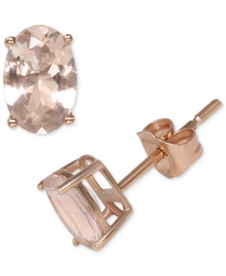 Macy's - Morganite Oval Stud Earrings (5/8 ct. t.w.) in 14k Rose Gold