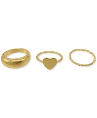 ADORNIA - 14k Gold-Plated 3-Pc. Set Heart Rings