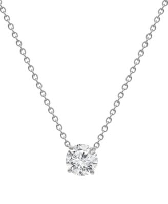 Badgley Mischka - Lab Grown Certified Diamond Solitaire Pendant Necklace (1-1/2 ct. t.w.) in 14k Gold, 16" + 2" extender