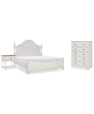 Furniture - Mandeville 3pc Bedroom Set (Louvered Queen Bed + Drawer Chest + 1-Drawer Nightstand)