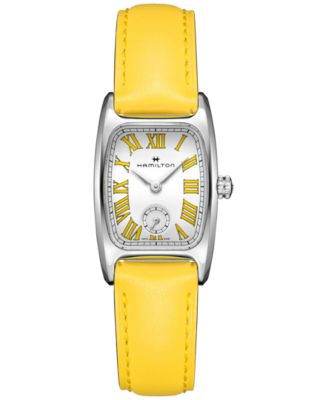 Hamilton - Women's Swiss American Classic Small Second Yellow Leather Strap Watch 24x27mm