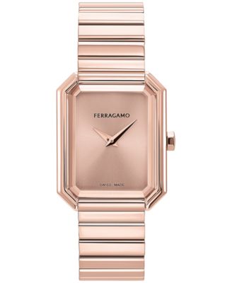 Ferragamo - Women's Swiss Rose Gold Ion Plated Stainless Steel Bracelet Watch 27x34mm