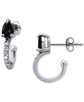Giani Bernini - Black & White Cubic Zirconia Pear Small Hoop Earrings in 18k Gold-Plated Sterling Silver, 0.75"