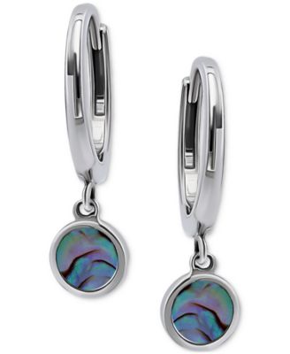 Giani Bernini - Abalone Disc Dangle Hoop Drop Earrings in Sterling Silver
