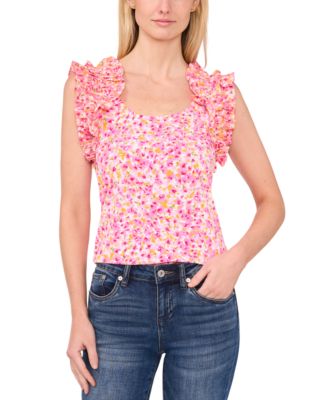 CeCe - Women's Floral Ruffle Sleeveless Tank Top