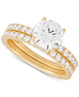 Arabella - Cubic Zirconia Bridal Set in 14k Gold-Plated Sterling Silver
