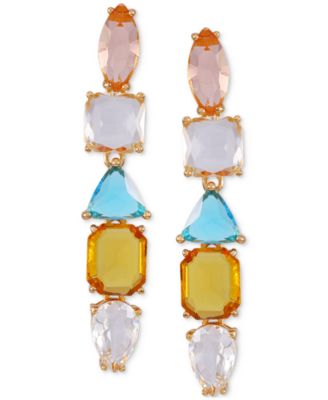 GUESS - Mixed Cut Crystal Linear Drop Earrings