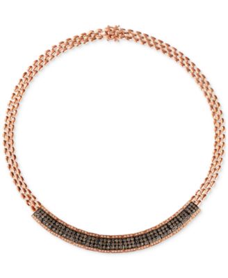 Le Vian - Chocolate Diamond & Vanilla Diamond Cluster 17" Collar Necklace (6-1/4 ct. t.w.) in 14k Rose Gold