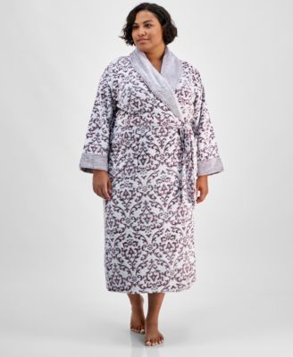 Charter Club - Plus Size Long Embossed Plush Robe